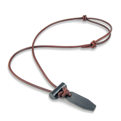 NexLand FNL-CS4015 Ceramic Striker Fire Starter Necklace Ferro Rod Toggle Leather Cord for Bushcraft Camping Emergency Fire Starting