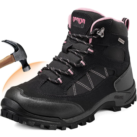 R CORD Steel Toe Work Boots for Women Insulated Work Boots Steel Toe Sneakers Comfortable Construction Boot Work & Safety Toe Boots Pink Size 8.5