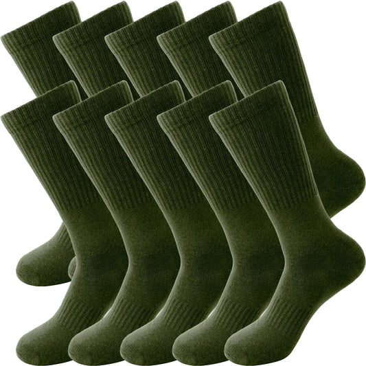 Skyebed 5 Pairs Military Socks Warm Army Military Crew Socks Green Military Boot Socks for Men Women Working Outdoor Activities